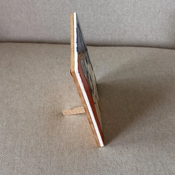 Claudia Sanchez Ceramic Cat Tile Art Decor Hang or Stand Hand Painted - Picture 4 of 5